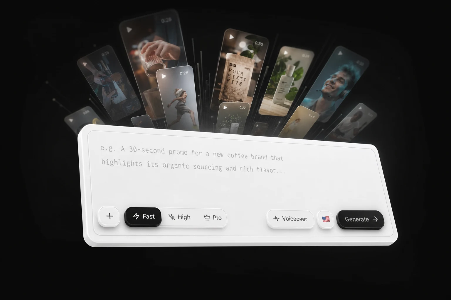 Cliptalk AI video creation tool interface showing an avatar video with captions and B-roll