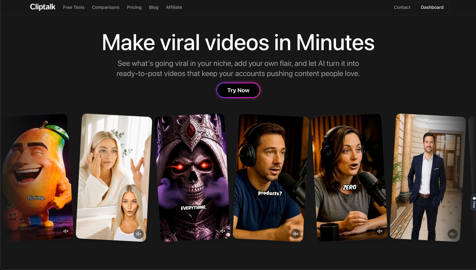 Cliptalk turning a text script into a captioned vertical video with AI B-roll and voiceover
